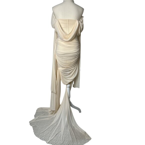 Deme by Gabriella Marianna Dress in Off White Small New Womens Scarf Mini - Picture 9 of 15